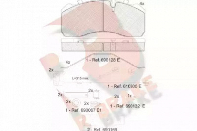R BRAKE rb1254217 -  Комплект тормозных колодок, дисковый тормоз
